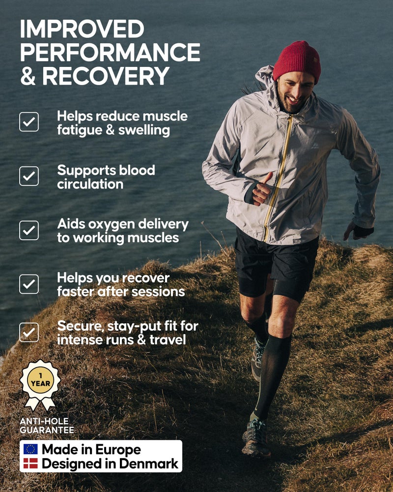 DANISH ENDURANCE جوارب ضغط متدرجة من دانش إندورانس - عبوة 2، 21-26 مم زئبقي، للنساء والرجال، سوداء، كبيرة - Image 3